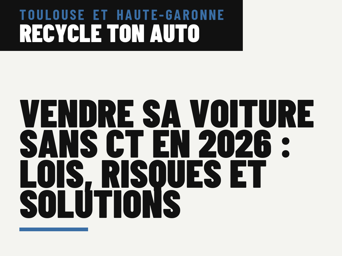 Vendre sa voiture sans CT en 2026 : lois, risques et solutions